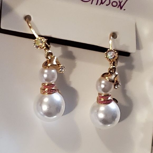Betsey Johnson jeweled‎ snowman earrings new!!!! - Picture 3 of 5